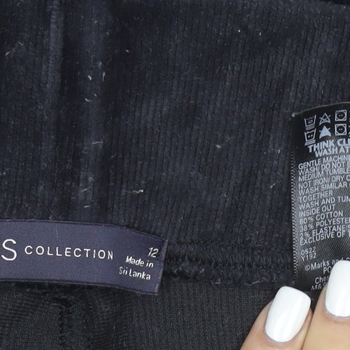 Marks and Spencer Women’s Black Cotton Blend Stretch Velvet Leggings Size 12