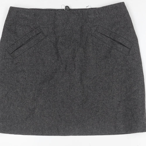 H&M Women Grey Wool Blend Pencil Skirt Size 10 Lined Workwear