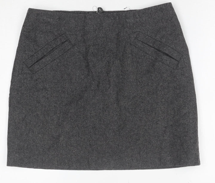 H&M Women Grey Wool Blend Pencil Skirt Size 10 Lined Workwear