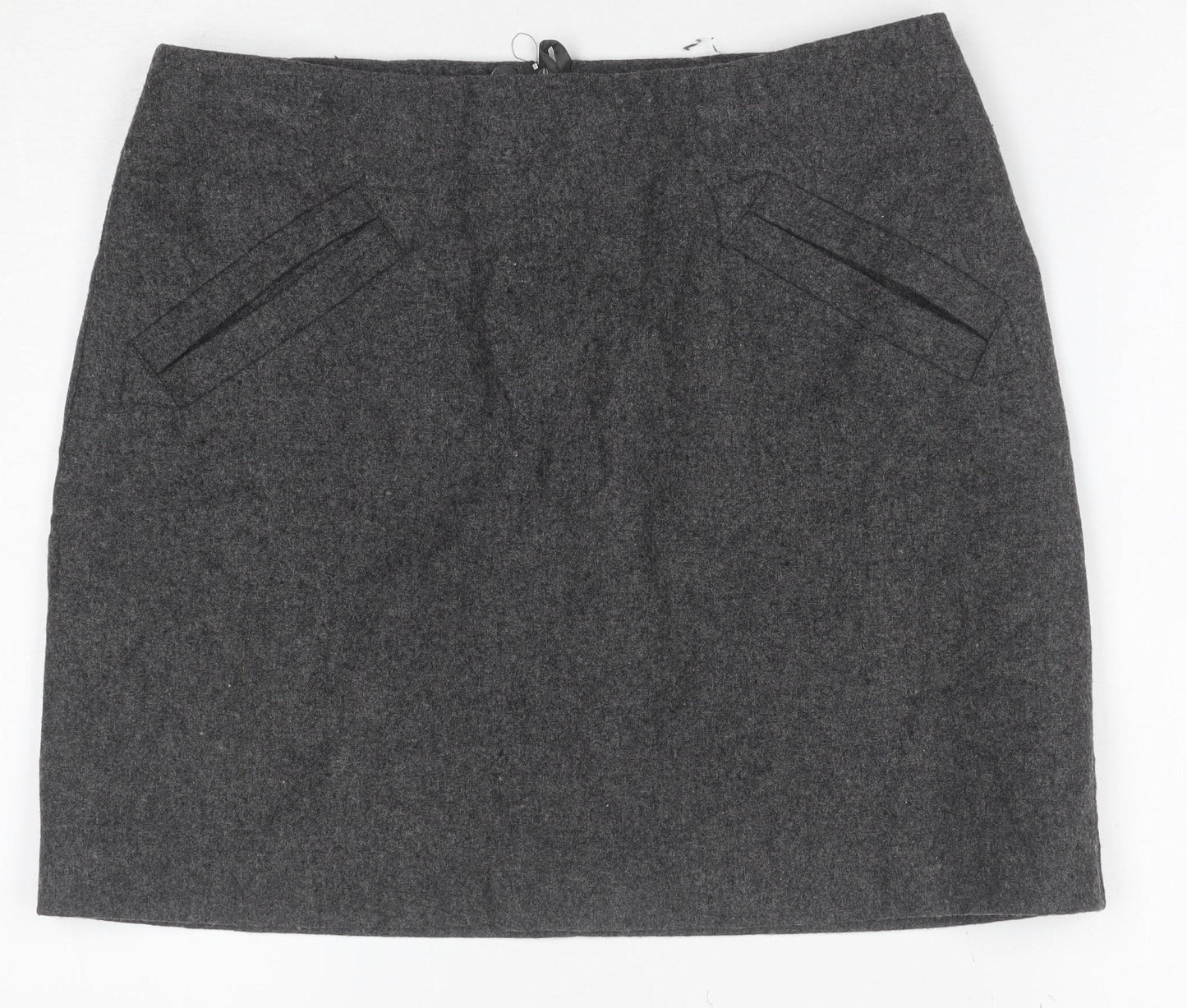 H&M Women Grey Wool Blend Pencil Skirt Size 10 Lined Workwear