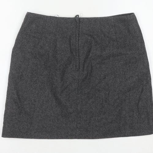 H&M Women Grey Wool Blend Pencil Skirt Size 10 Lined Workwear