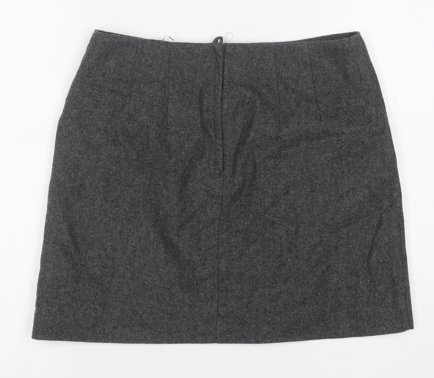 H&M Women Grey Wool Blend Pencil Skirt Size 10 Lined Workwear