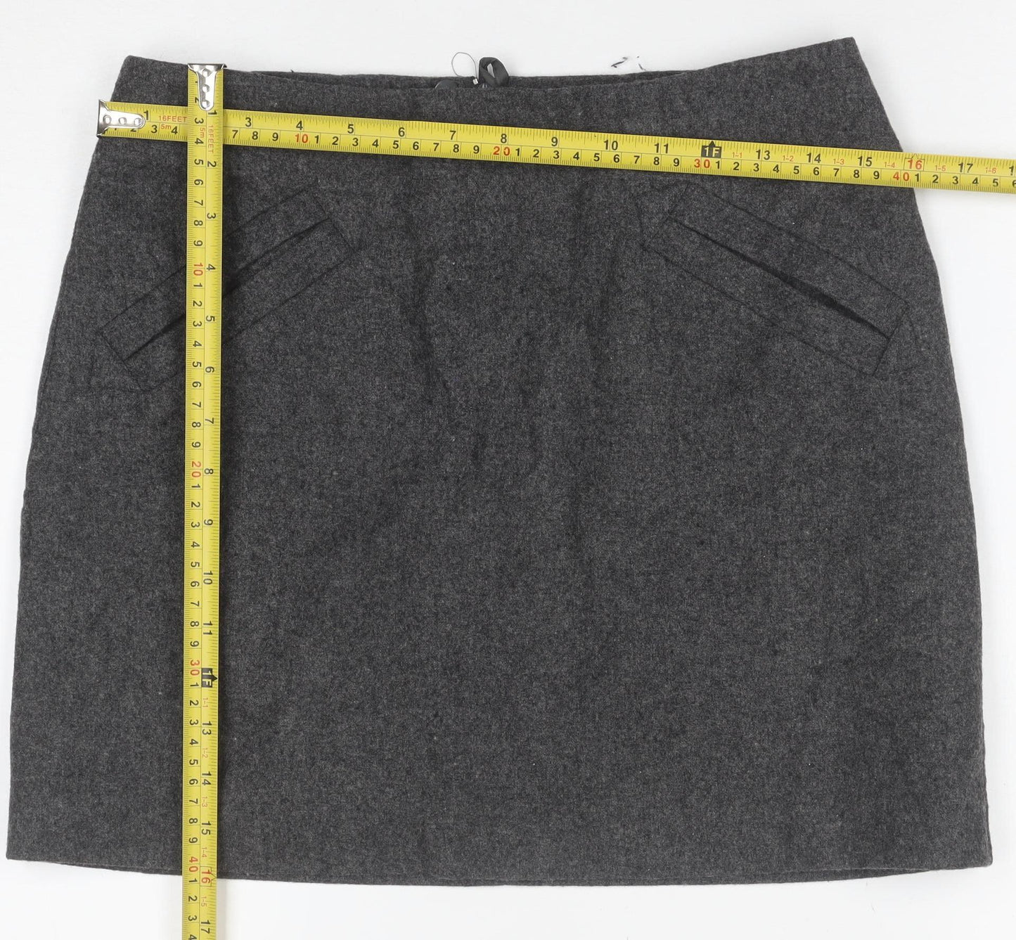H&M Women Grey Wool Blend Pencil Skirt Size 10 Lined Workwear