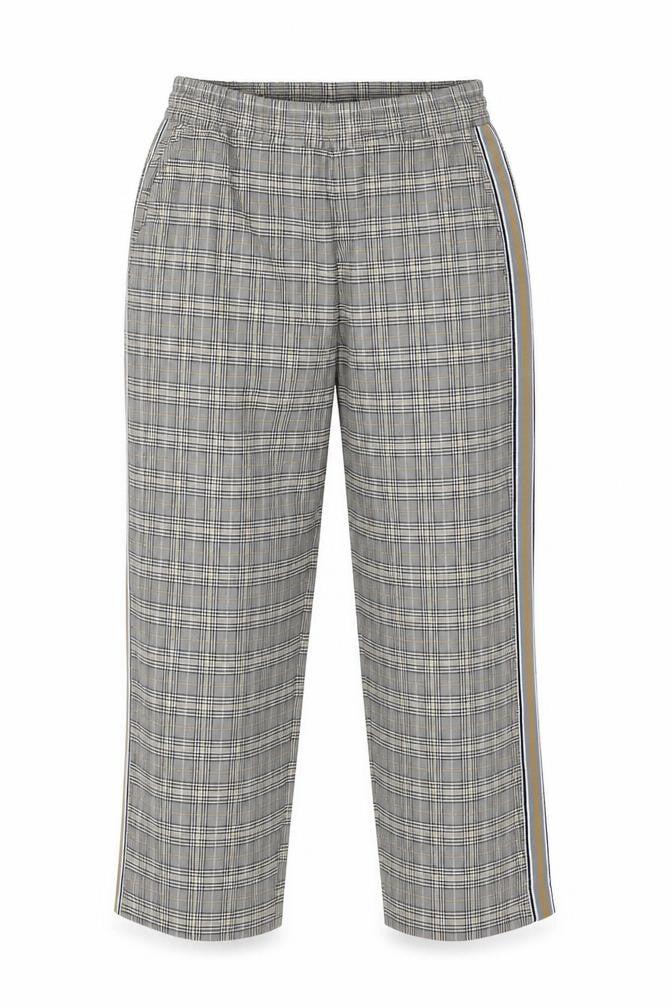 Zara Women Grey Check Trousers Size S Regular Fit Stretch