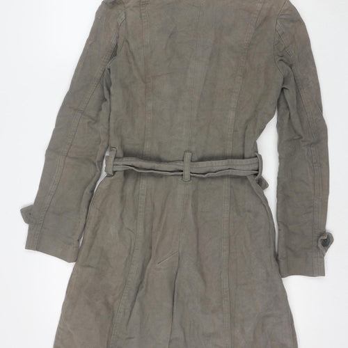 Topshop Women's Grey Cotton Belted Trench Coat Size 10
