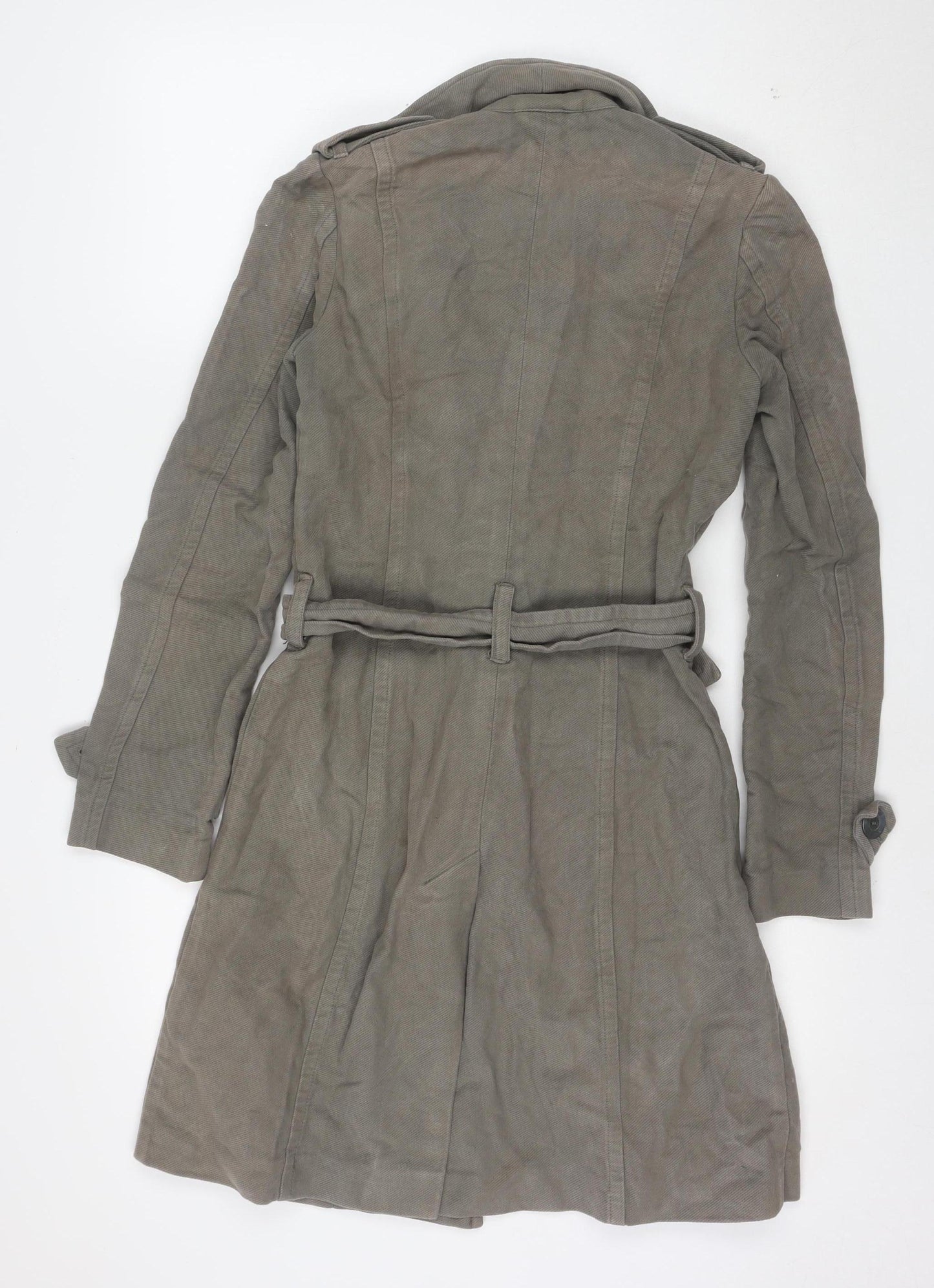 Topshop Women's Grey Cotton Belted Trench Coat Size 10