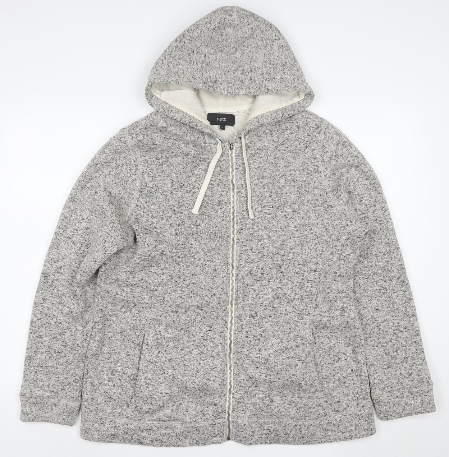 Next Women Grey Hooded Full Zip Jacket Size 22 Plus Lined Knit