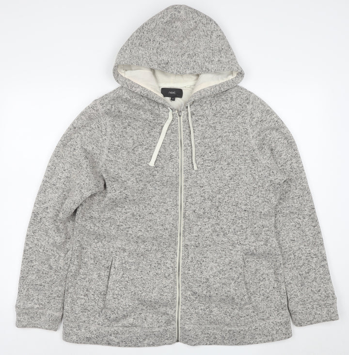 Next Women Grey Hooded Full Zip Jacket Size 22 Plus Lined Knit