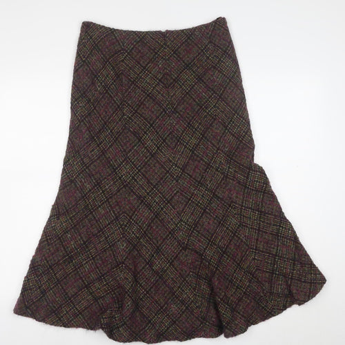 Platinum Womens Multicoloured Wool Tweed Flare Midi Skirt Size 12