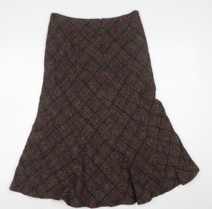 Platinum Womens Multicoloured Wool Tweed Flare Midi Skirt Size 12