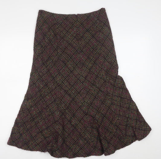 Platinum Womens Multicoloured Wool Tweed Flare Midi Skirt Size 12
