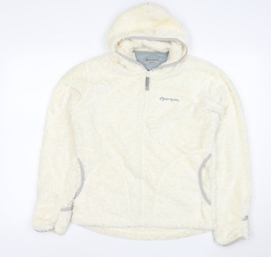 Sprayway Teens White Fleece Hooded Zip Jacket Size 14