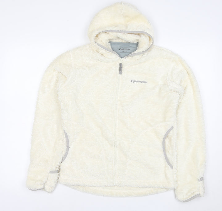 Sprayway Teens White Fleece Hooded Zip Jacket Size 14