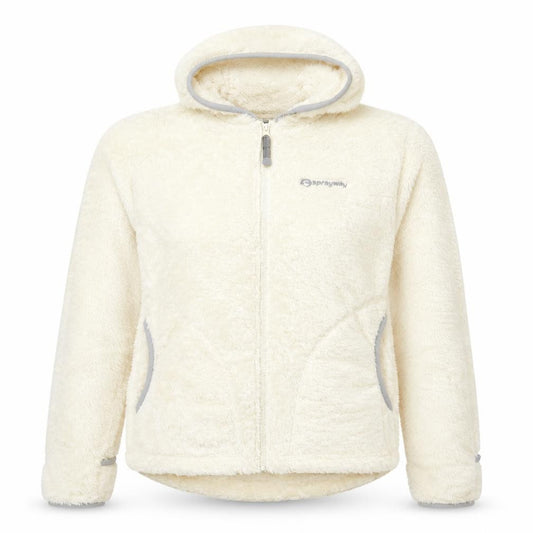 Front view of Sprayway Teens White Fleece Hooded Zip Jacket, size 14