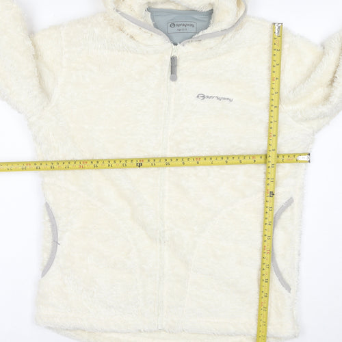 Sprayway Teens White Fleece Hooded Zip Jacket Size 14