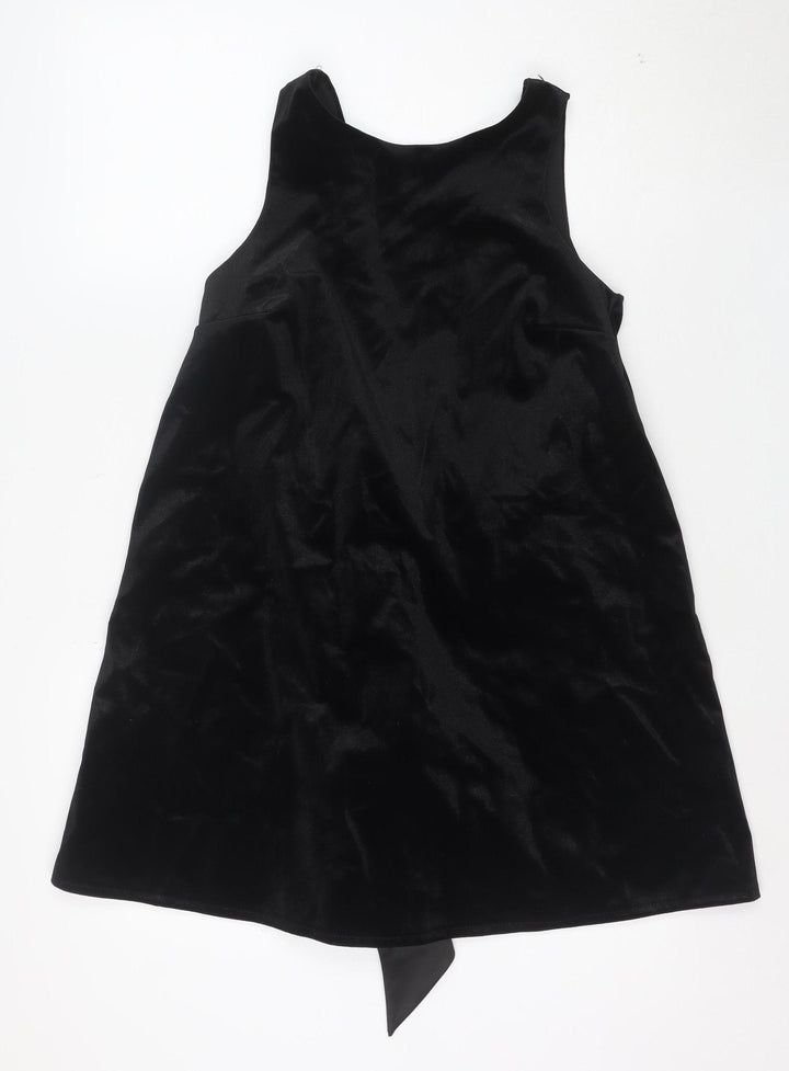 River Island Women’s Black Velvet Bow Mini Party Dress Size 8