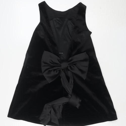 River Island Women’s Black Velvet Bow Mini Party Dress Size 8