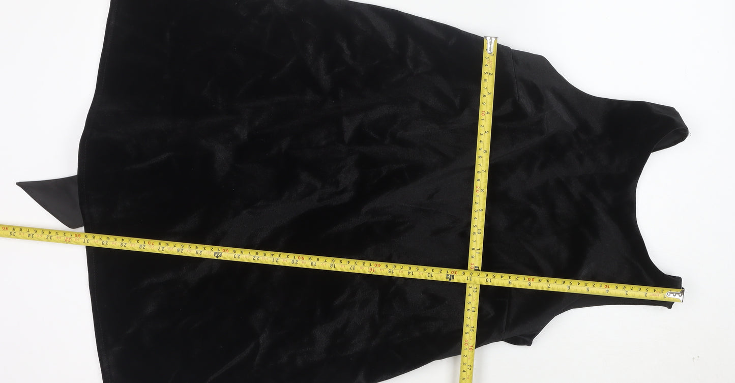 River Island Women’s Black Velvet Bow Mini Party Dress Size 8