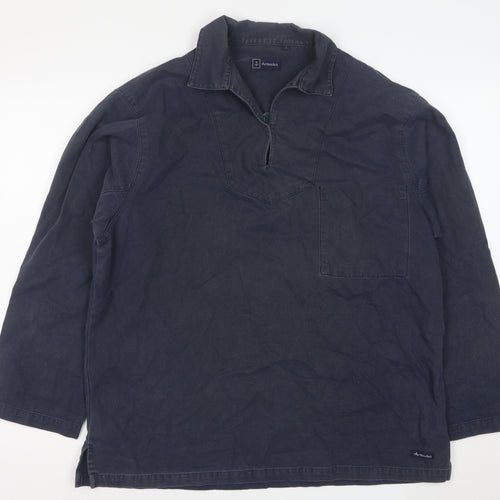 Armor Lux Men's Blue Collared Pullover Cotton Sweatshirt L