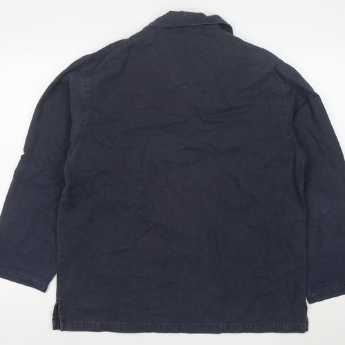 Armor Lux Men's Blue Collared Pullover Cotton Sweatshirt L