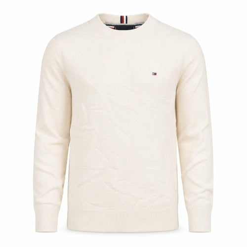 Tommy Hilfiger Men's Beige Cotton Crew Neck Jumper Size L