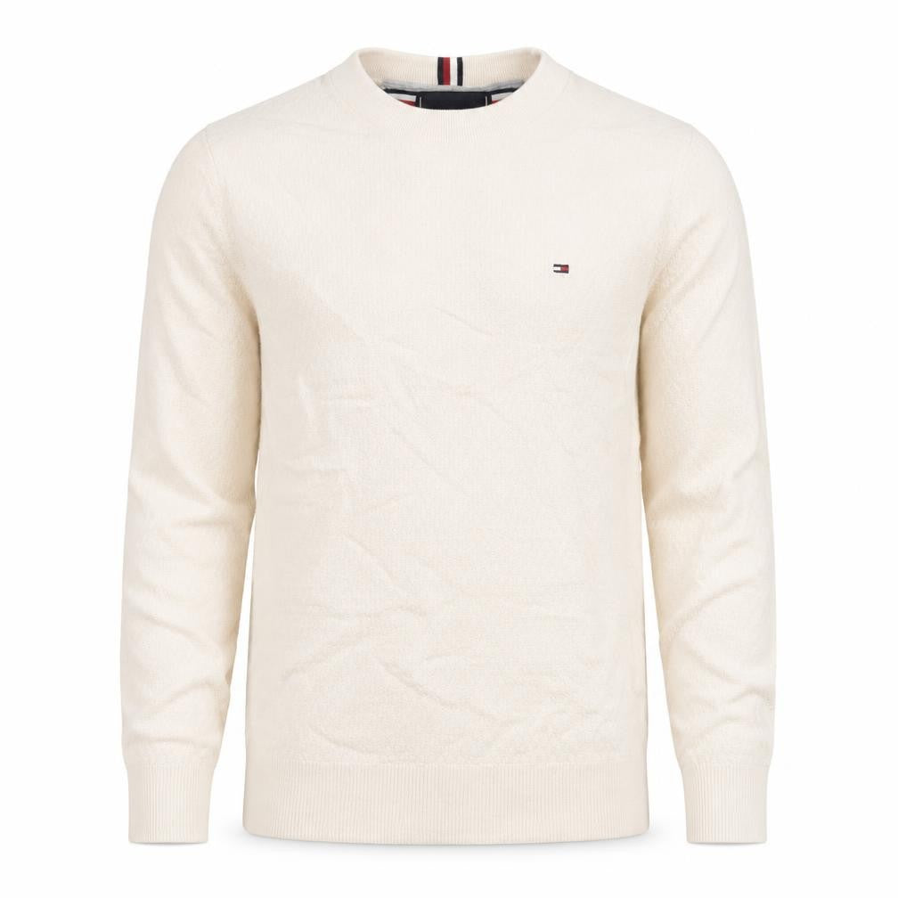Tommy Hilfiger Men's Beige Cotton Crew Neck Jumper Size L