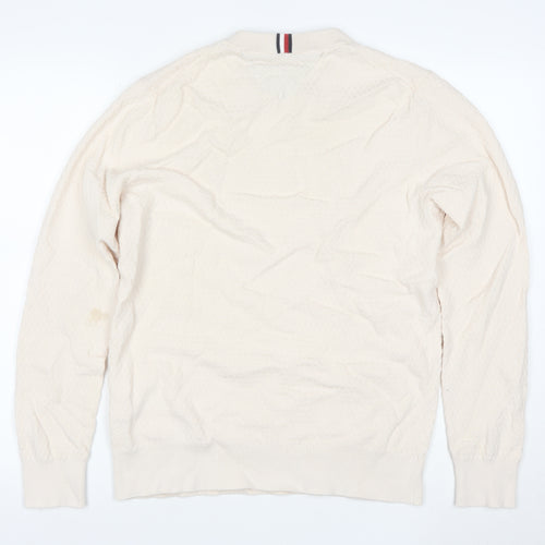Tommy Hilfiger Men's Beige Cotton Crew Neck Jumper Size L