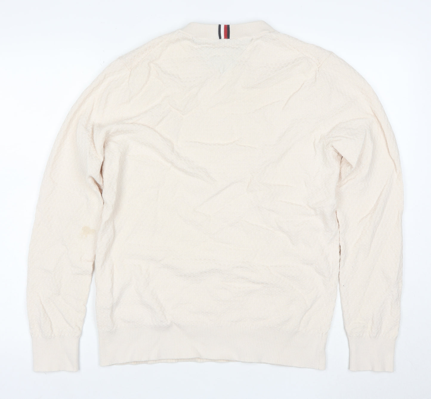 Tommy Hilfiger Men's Beige Cotton Crew Neck Jumper Size L