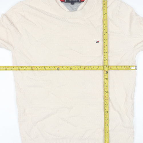 Tommy Hilfiger Men's Beige Cotton Crew Neck Jumper Size L