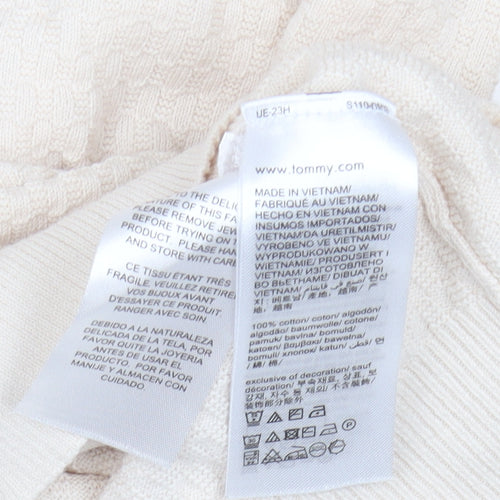 Tommy Hilfiger Men's Beige Cotton Crew Neck Jumper Size L