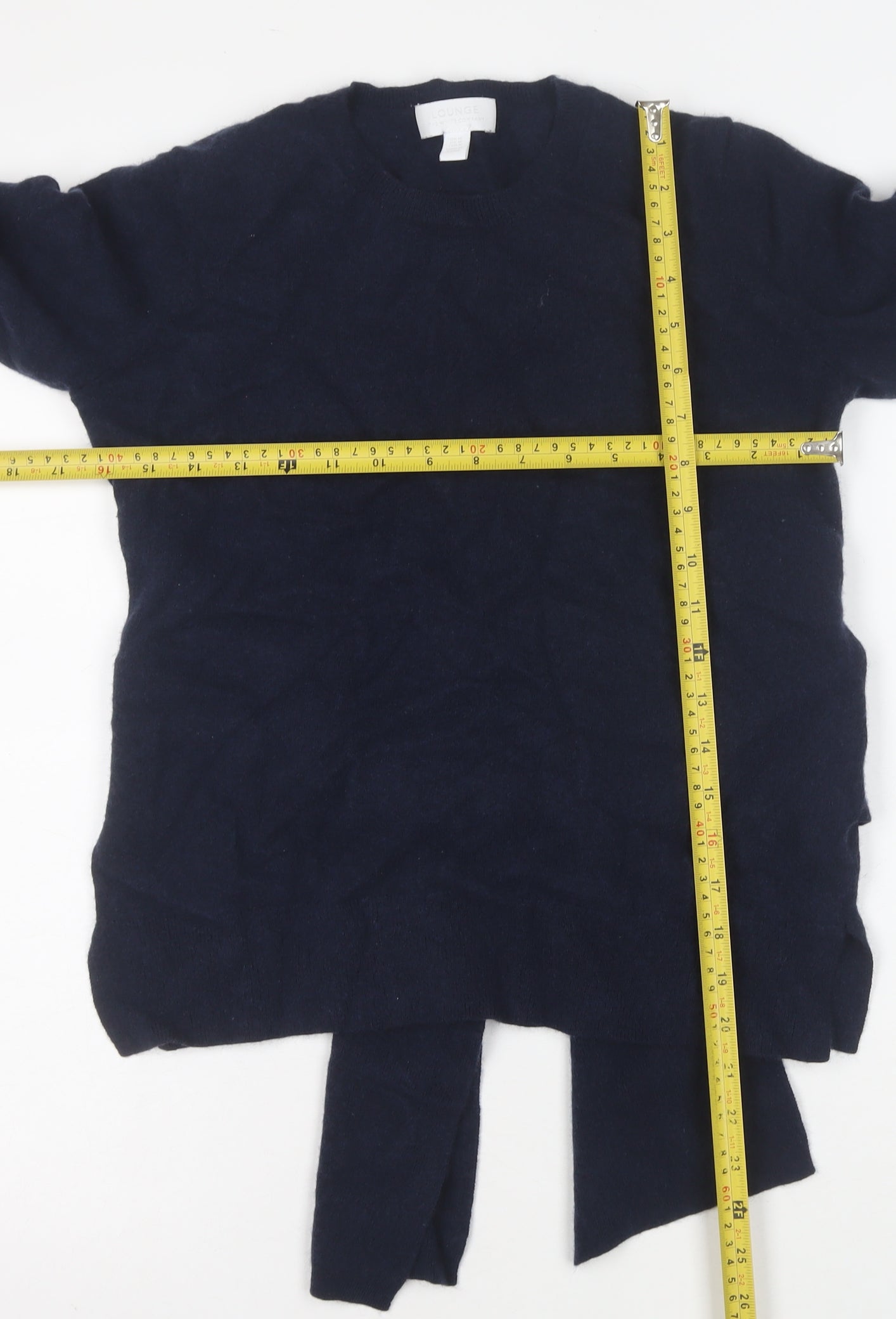 The White Company Women’s Blue Wool Cashmere Tie Hem Jumper Size M
