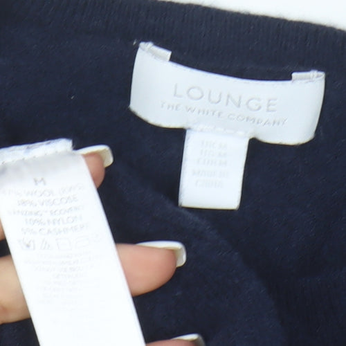 The White Company Women’s Blue Wool Cashmere Tie Hem Jumper Size M