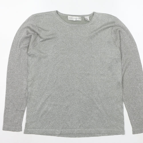 Valerie Stevens Petites Silver Long Sleeve Knit Top Women’s M