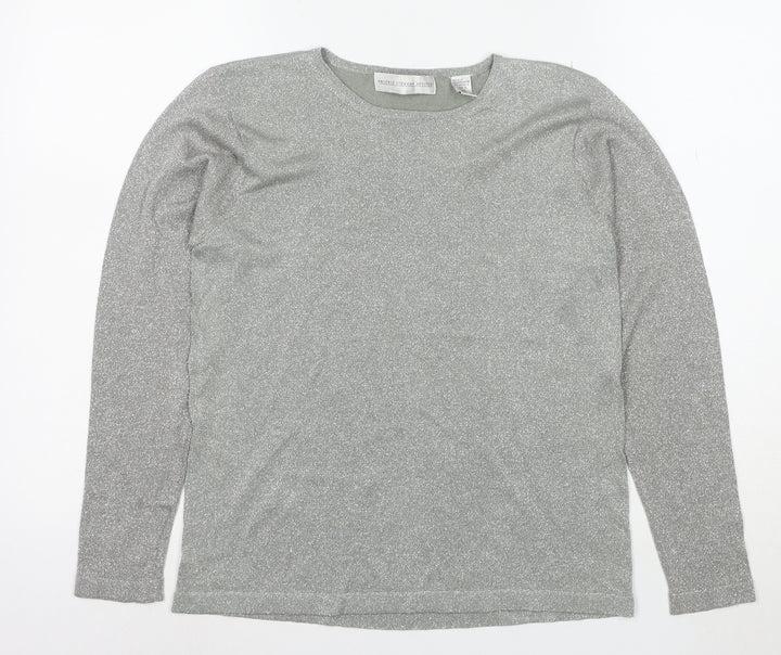 Valerie Stevens Petites Silver Long Sleeve Knit Top Women’s M