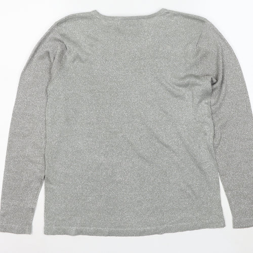 Valerie Stevens Petites Silver Long Sleeve Knit Top Women’s M