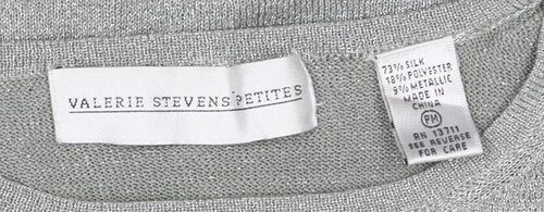Valerie Stevens Petites Silver Long Sleeve Knit Top Women’s M