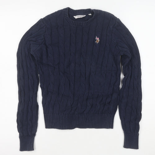 U.S. Polo Assn. Women's Blue Cable-Knit Cotton Jumper S