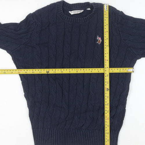 U.S. Polo Assn. Women's Blue Cable-Knit Cotton Jumper S