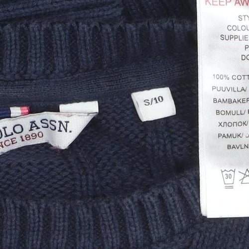 U.S. Polo Assn. Women's Blue Cable-Knit Cotton Jumper S