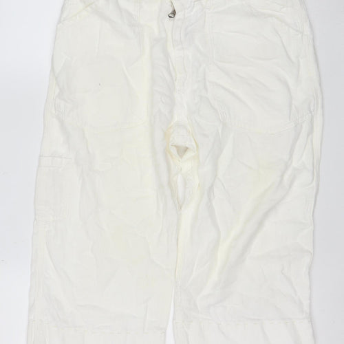 RA.RE Womens Ivory Linen Cotton Cargo Trousers Size 33