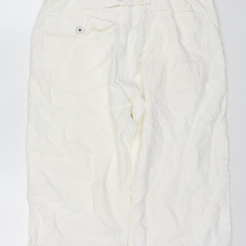 RA.RE Womens Ivory Linen Cotton Cargo Trousers Size 33