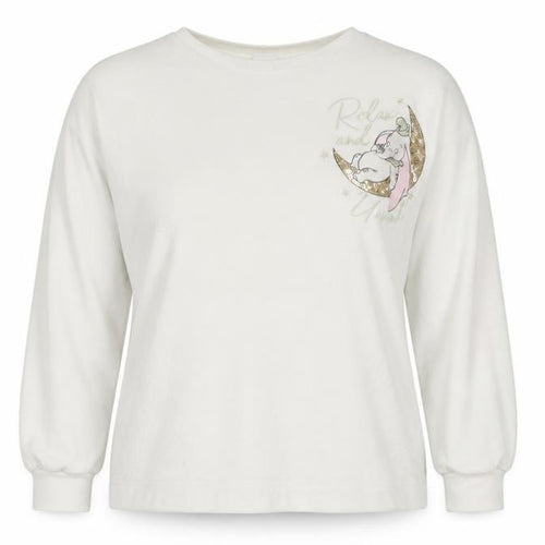 Disney Women White Dumbo Long Sleeve Nightshirt L