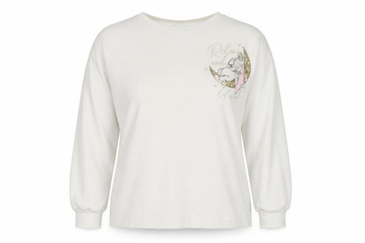 Disney Women White Dumbo Long Sleeve Nightshirt L