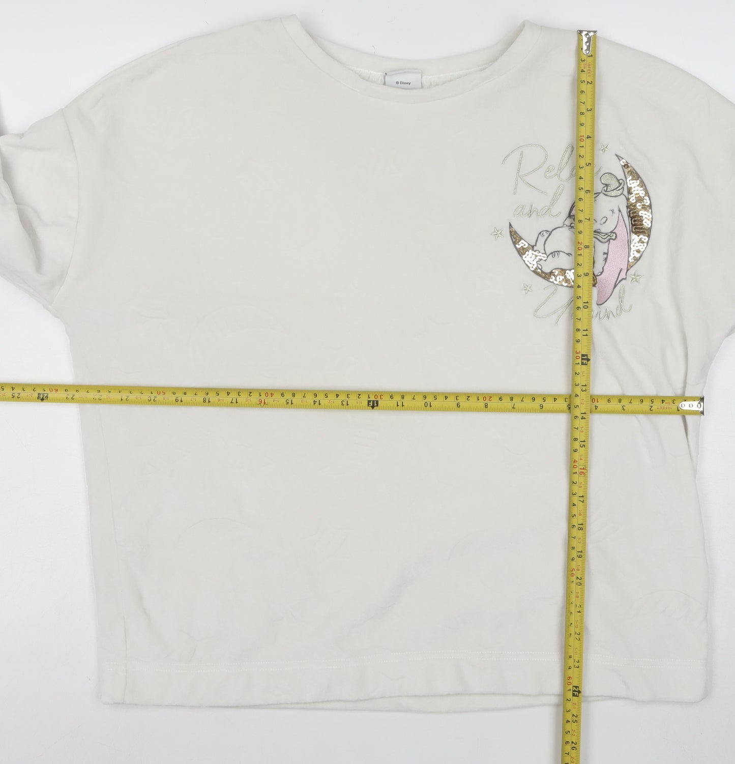 Disney Women White Dumbo Long Sleeve Nightshirt L