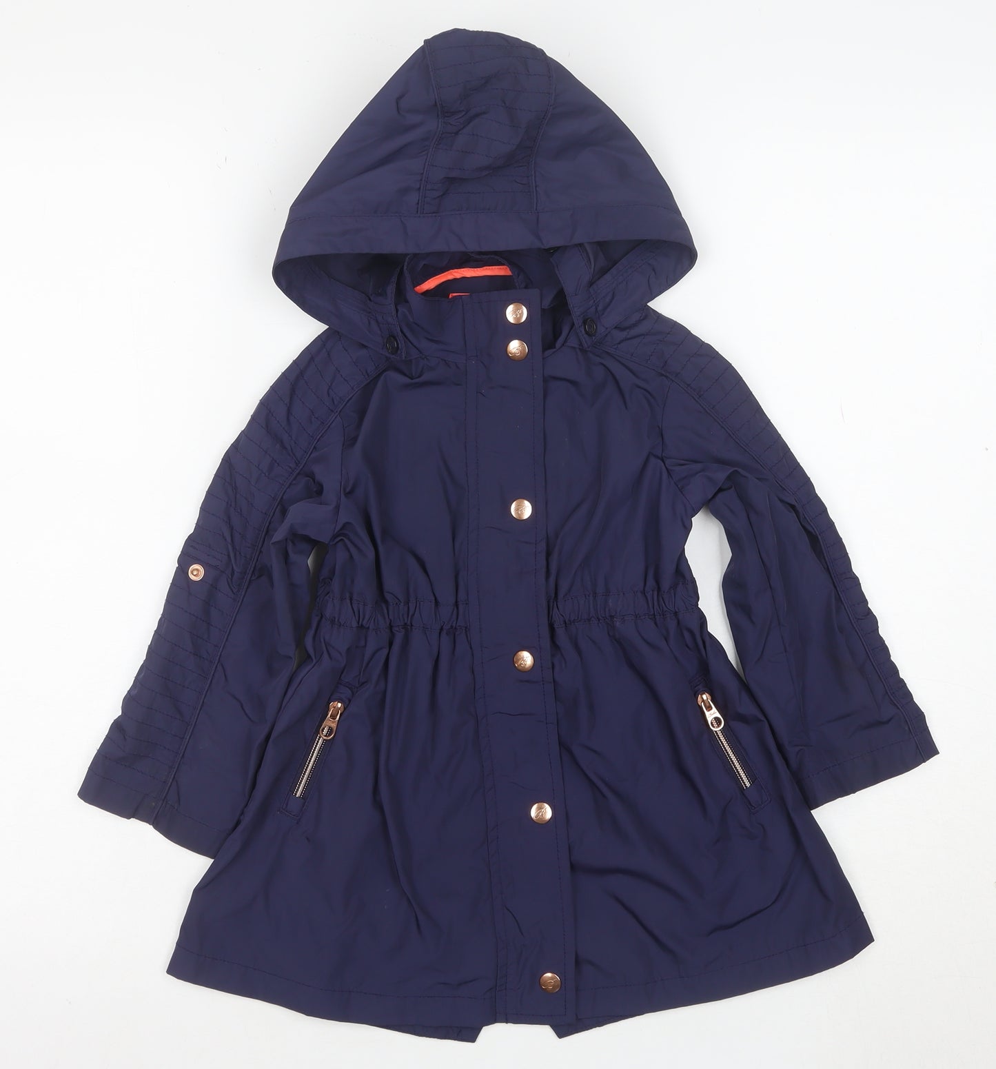 Baker by Ted Baker Girls Blue Hooded Mid-Length Parka Coat Age 4