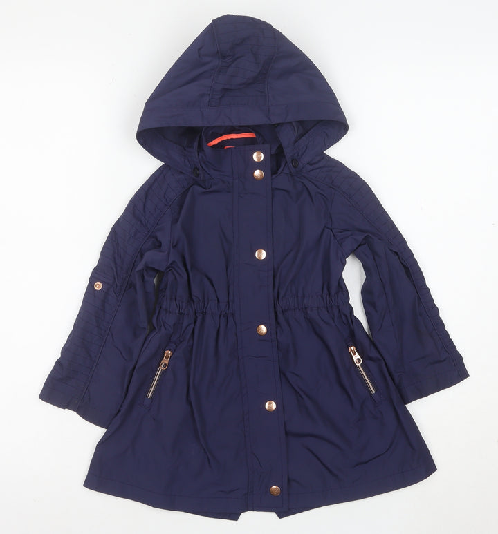 Baker by Ted Baker Girls Blue Hooded Mid-Length Parka Coat Age 4