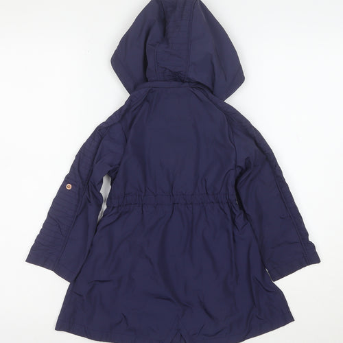 Baker by Ted Baker Girls Blue Hooded Mid-Length Parka Coat Age 4