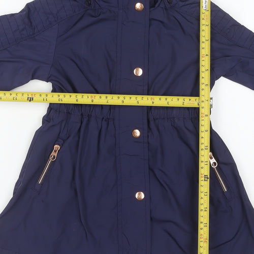 Baker by Ted Baker Girls Blue Hooded Mid-Length Parka Coat Age 4