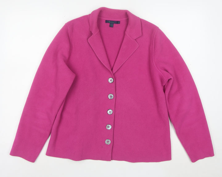 Boden Women Pink Fleece Blazer Jacket Size M Button Up