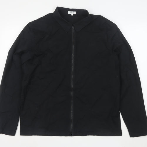 ARNE Men's Black XL Slim Fit Cotton Zip Up Jacket